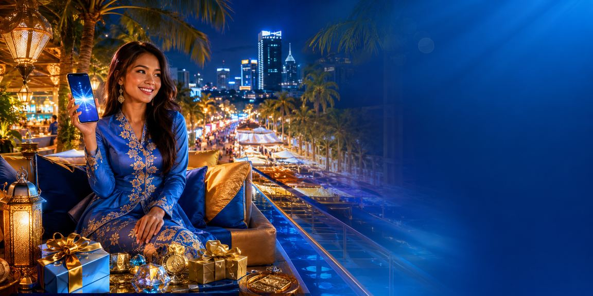 Pemain wanita berbaju kurung mengakses platform deposit di Kuala Lumpur