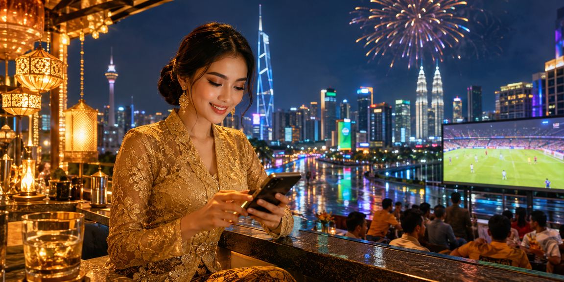 Pemain wanita berbaju kebaya bermain rummy di Kuala Lumpur melalui aplikasi
